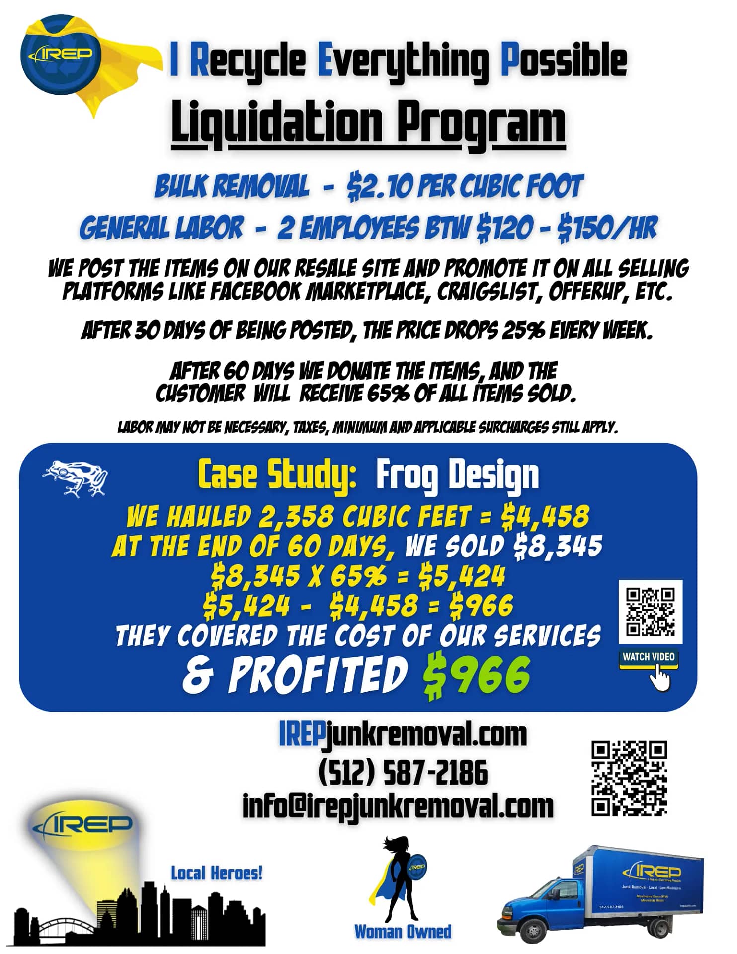 IREP Junk Removal Liquidation case study for Frog Design in Austin, TX
